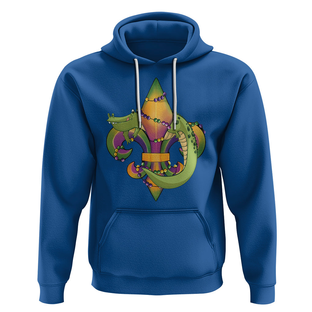 Mardi Gras Alligator Crocodiles Fleur De Lis Hoodie TS09 Royal Blue Printyourwear