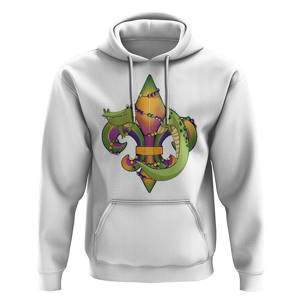 Mardi Gras Alligator Crocodiles Fleur De Lis Hoodie TS09 White Printyourwear