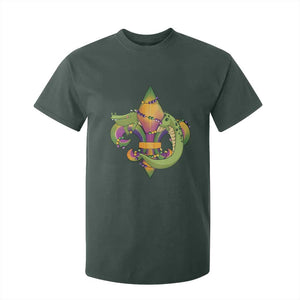 Mardi Gras Alligator Crocodiles Fleur De Lis T Shirt For Kid TS09 Dark Forest Green Print Your Wear