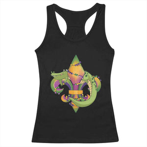 Mardi Gras Alligator Crocodiles Fleur De Lis Racerback Tank Top TS09 Black Print Your Wear