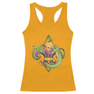 Mardi Gras Alligator Crocodiles Fleur De Lis Racerback Tank Top TS09 Gold Print Your Wear