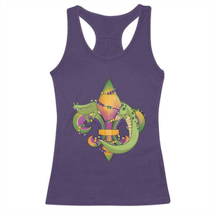 Mardi Gras Alligator Crocodiles Fleur De Lis Racerback Tank Top TS09 Purple Print Your Wear