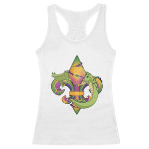 Mardi Gras Alligator Crocodiles Fleur De Lis Racerback Tank Top TS09 White Print Your Wear
