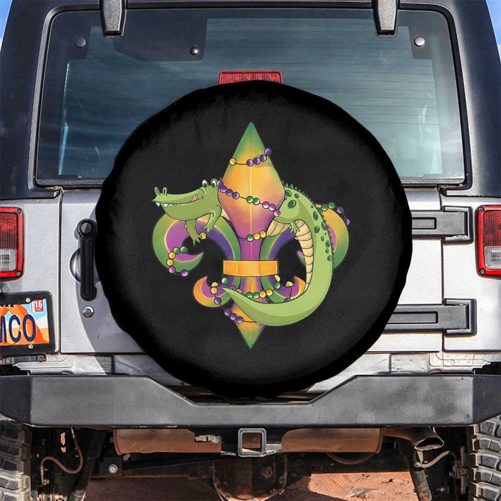 Mardi Gras Alligator Crocodiles Fleur De Lis Spare Tire Cover TS09 No hole Black Print Your Wear