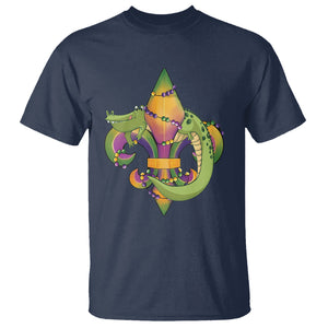 Mardi Gras Alligator Crocodiles Fleur De Lis T Shirt TS09 Navy Printyourwear