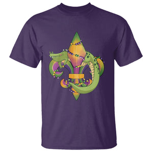 Mardi Gras Alligator Crocodiles Fleur De Lis T Shirt TS09 Purple Printyourwear