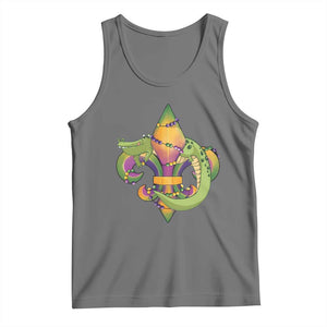 Mardi Gras Alligator Crocodiles Fleur De Lis Tank Top TS09 Black Heather Print Your Wear