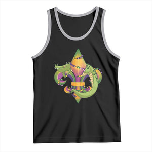 Mardi Gras Alligator Crocodiles Fleur De Lis Tank Top TS09 Black Athletic Heather Print Your Wear