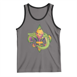Mardi Gras Alligator Crocodiles Fleur De Lis Tank Top TS09 Deep Heather Black Print Your Wear