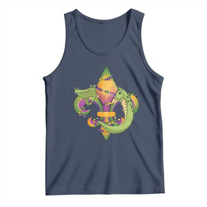 Mardi Gras Alligator Crocodiles Fleur De Lis Tank Top TS09 Navy Print Your Wear