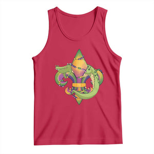 Mardi Gras Alligator Crocodiles Fleur De Lis Tank Top TS09 Red Print Your Wear