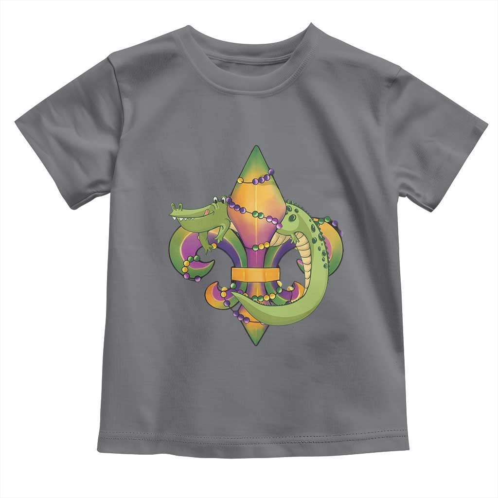 Mardi Gras Alligator Crocodiles Fleur De Lis Toddler T Shirt TS09 Charcoal Print Your Wear