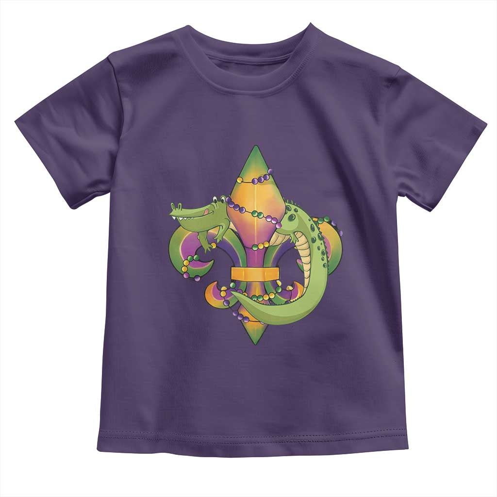 Mardi Gras Alligator Crocodiles Fleur De Lis Toddler T Shirt TS09 Purple Print Your Wear