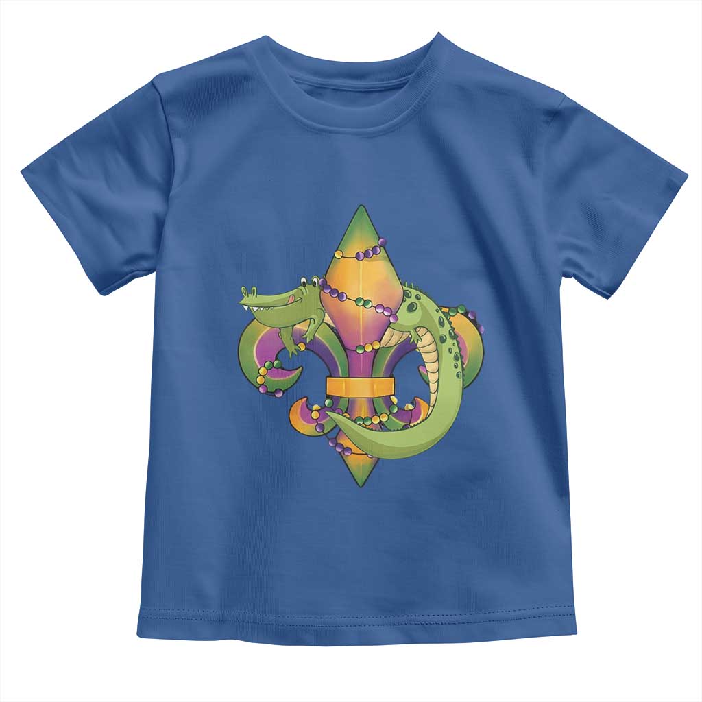 Mardi Gras Alligator Crocodiles Fleur De Lis Toddler T Shirt TS09 Royal Blue Print Your Wear