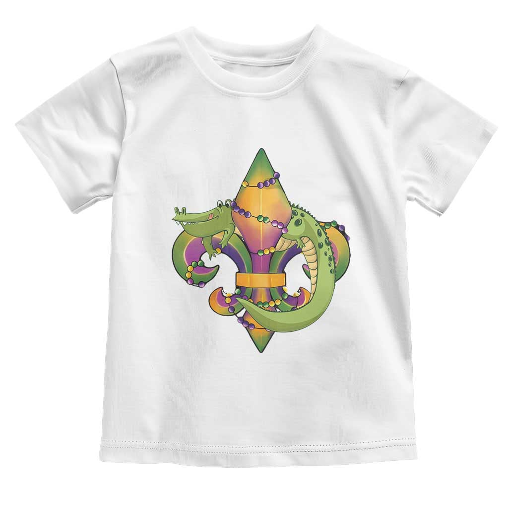 Mardi Gras Alligator Crocodiles Fleur De Lis Toddler T Shirt TS09 White Print Your Wear