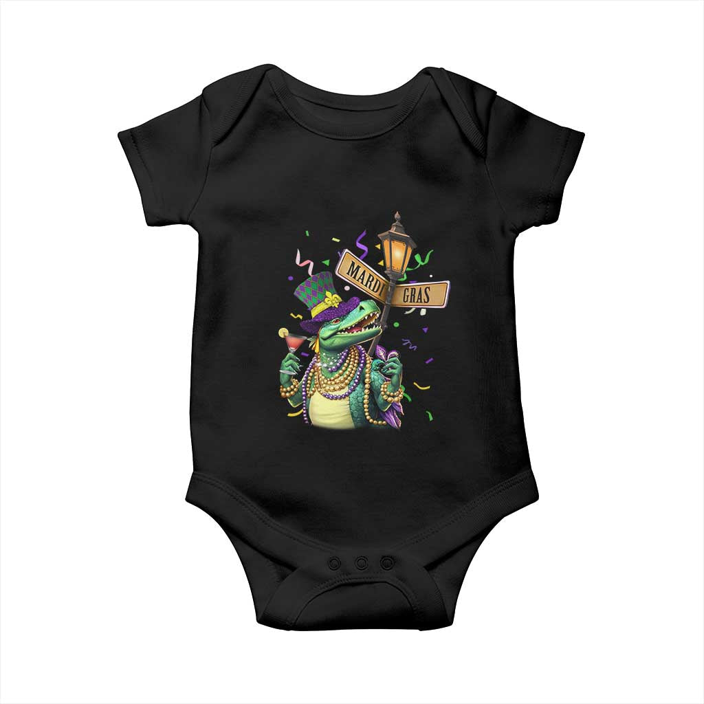 Bead Dinosaur Funny Mardi Grawr Gras Baby Onesie TS09 Black Print Your Wear