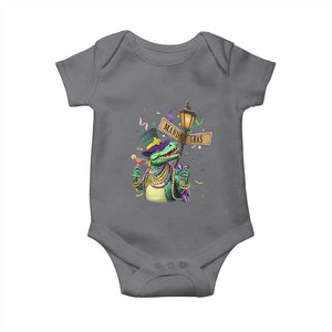 Bead Dinosaur Funny Mardi Grawr Gras Baby Onesie TS09 Charcoal Print Your Wear
