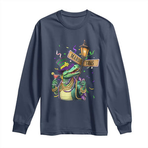 Bead Dinosaur Funny Mardi Grawr Gras Long Sleeve Shirt TS09 Navy Print Your Wear