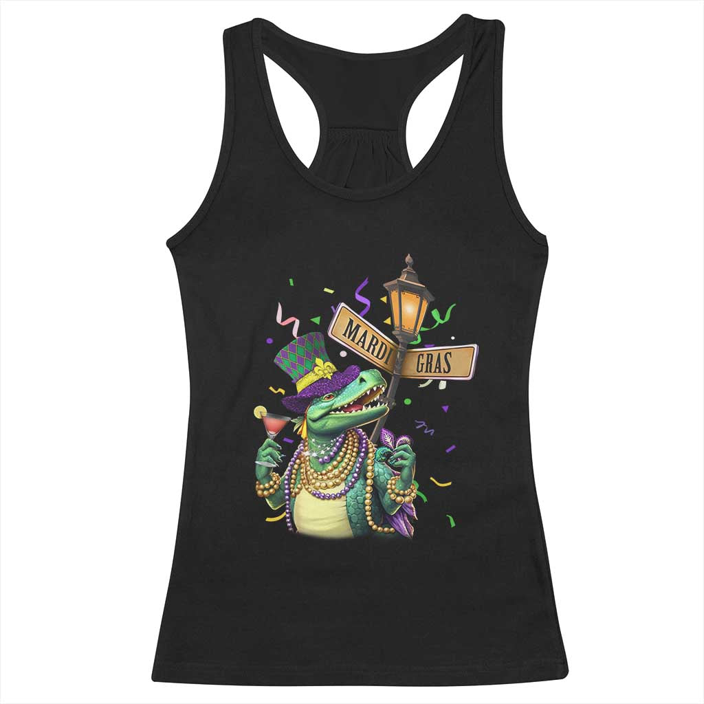 Bead Dinosaur Funny Mardi Grawr Gras Racerback Tank Top TS09 Black Print Your Wear
