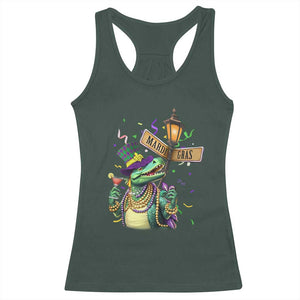Bead Dinosaur Funny Mardi Grawr Gras Racerback Tank Top TS09 Dark Forest Green Print Your Wear