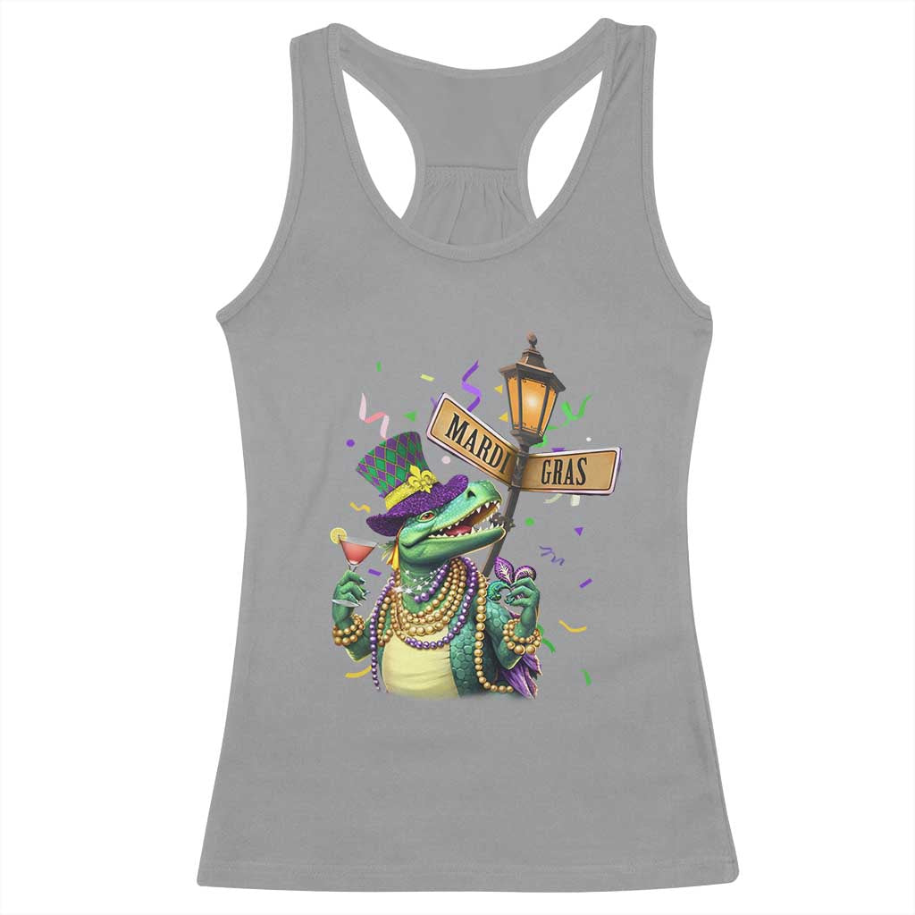 Bead Dinosaur Funny Mardi Grawr Gras Racerback Tank Top TS09 Sport Gray Print Your Wear
