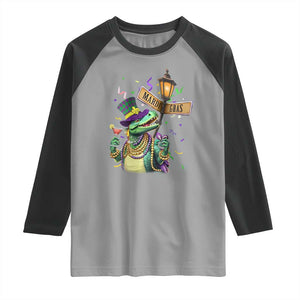 Bead Dinosaur Funny Mardi Grawr Gras Raglan Shirt TS09 Sport Gray Black Print Your Wear