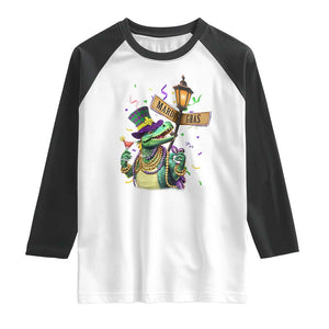 Bead Dinosaur Funny Mardi Grawr Gras Raglan Shirt TS09 White Black Print Your Wear