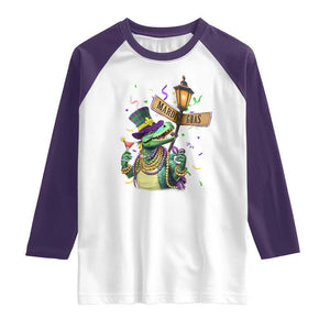 Bead Dinosaur Funny Mardi Grawr Gras Raglan Shirt TS09 White Purple Print Your Wear