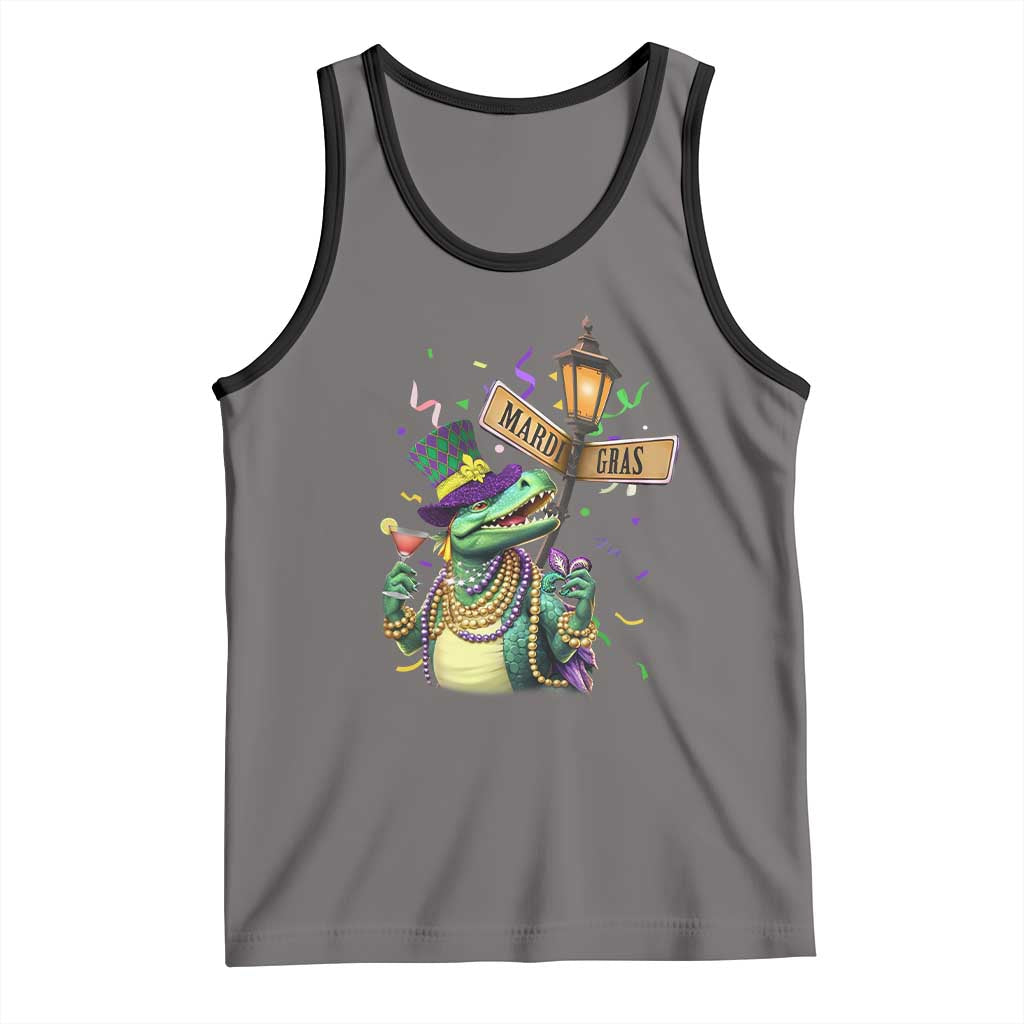 Bead Dinosaur Funny Mardi Grawr Gras Tank Top TS09 Deep Heather Black Print Your Wear