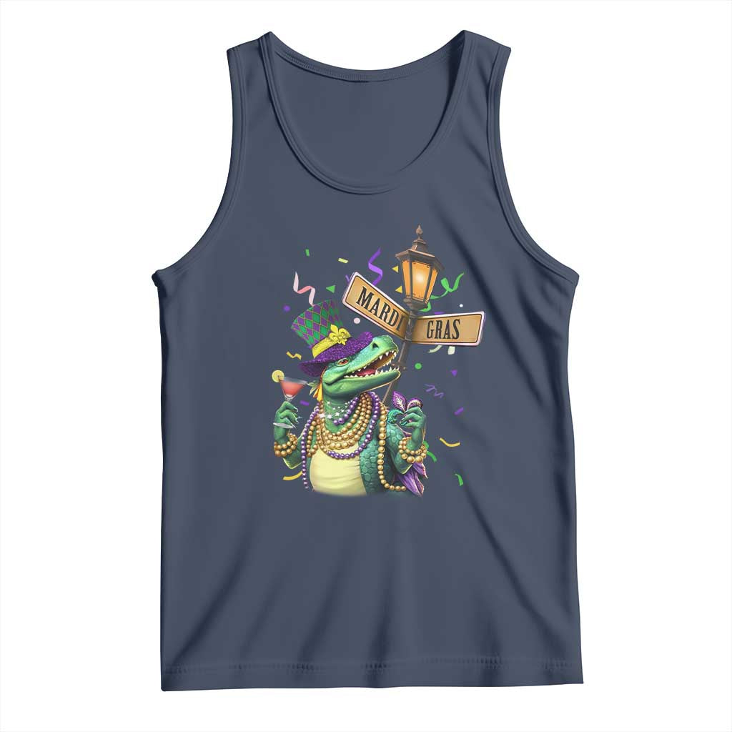 Bead Dinosaur Funny Mardi Grawr Gras Tank Top TS09 Navy Print Your Wear