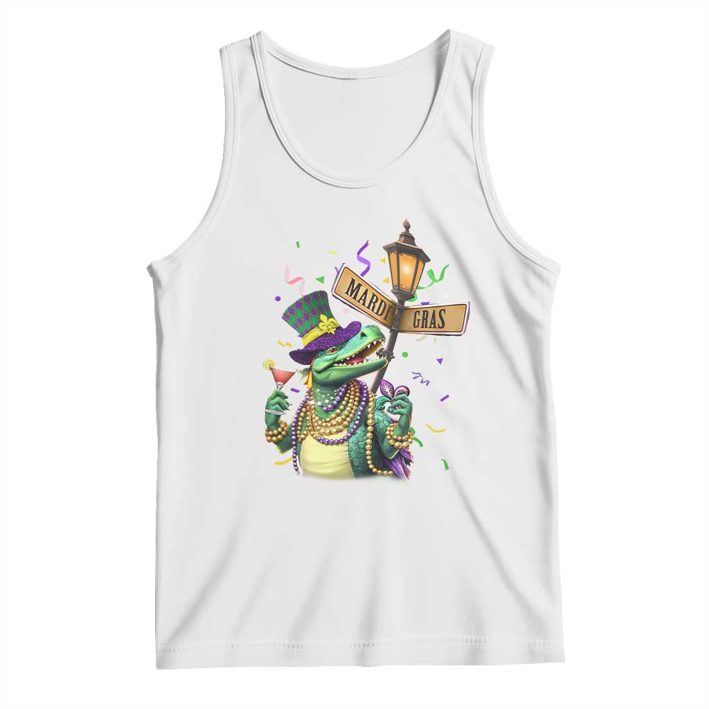 Bead Dinosaur Funny Mardi Grawr Gras Tank Top TS09 White Print Your Wear
