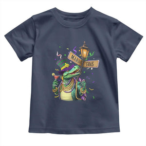 Bead Dinosaur Funny Mardi Grawr Gras Toddler T Shirt TS09 Navy Print Your Wear