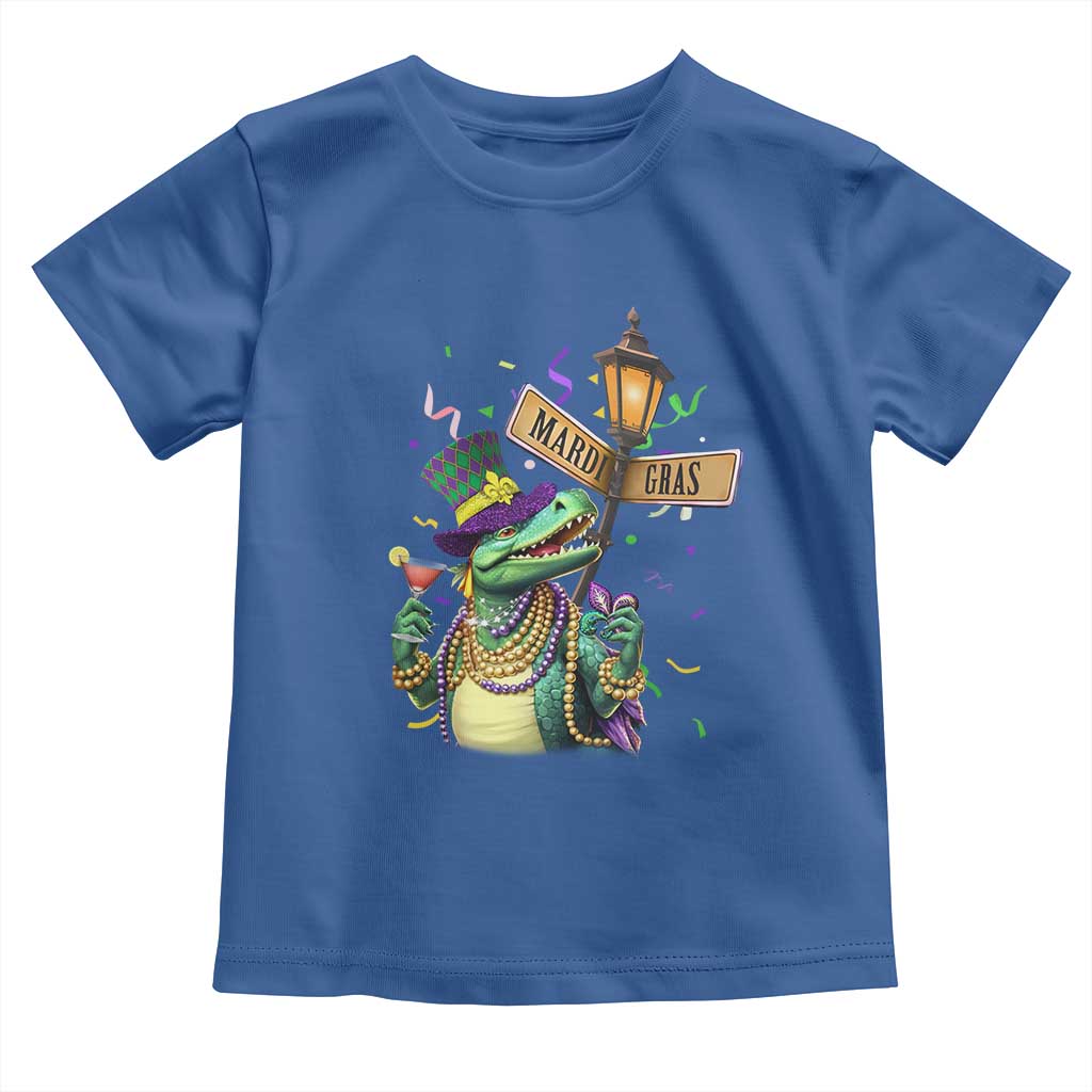 Bead Dinosaur Funny Mardi Grawr Gras Toddler T Shirt TS09 Royal Blue Print Your Wear