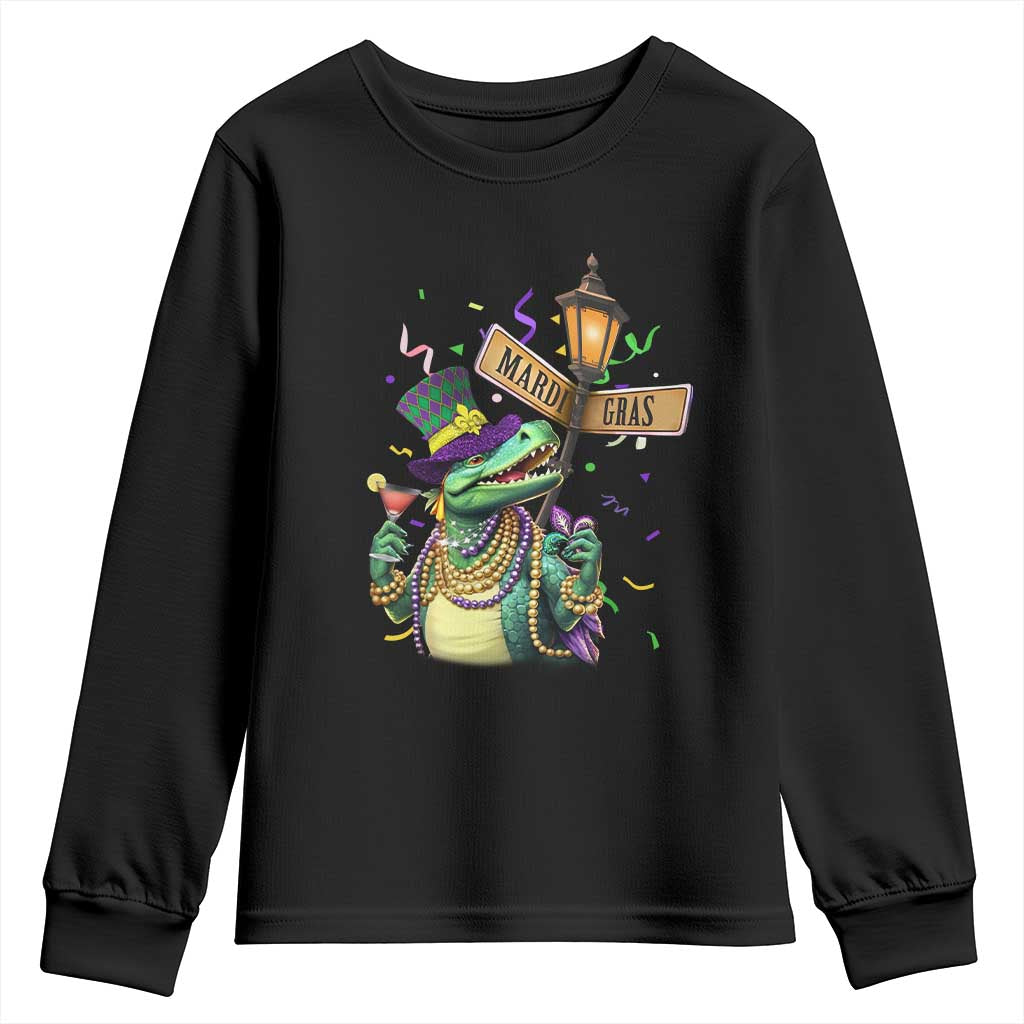 Bead Dinosaur Funny Mardi Grawr Gras Youth Sweatshirt TS09 Black Print Your Wear