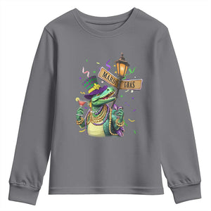Bead Dinosaur Funny Mardi Grawr Gras Youth Sweatshirt TS09 Charcoal Print Your Wear