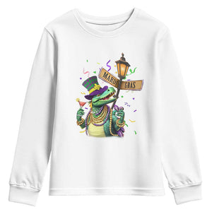 Bead Dinosaur Funny Mardi Grawr Gras Youth Sweatshirt TS09 White Print Your Wear