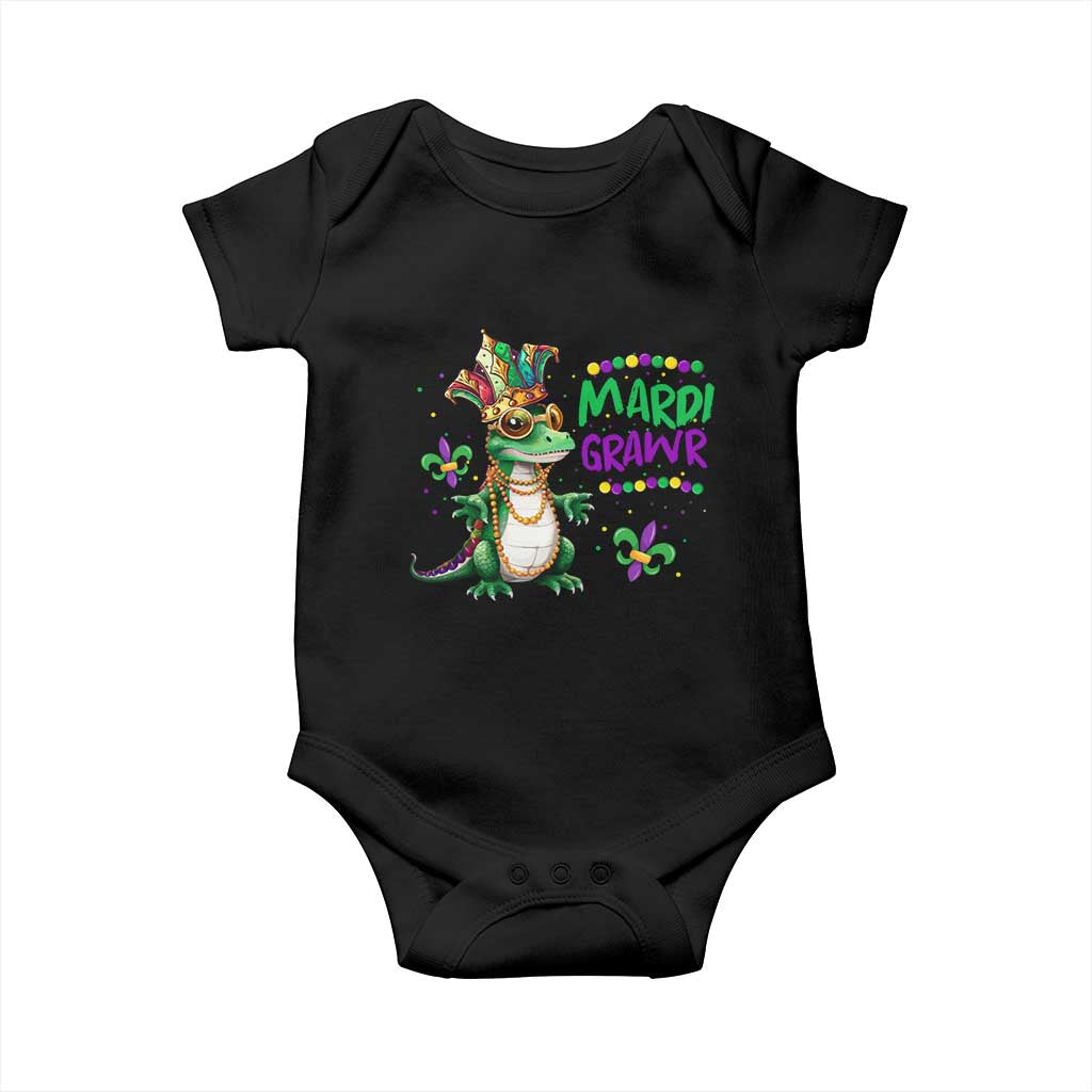Mardi Grawr Gras Cute Bead Dinosaur Baby Onesie TS09 Black Print Your Wear
