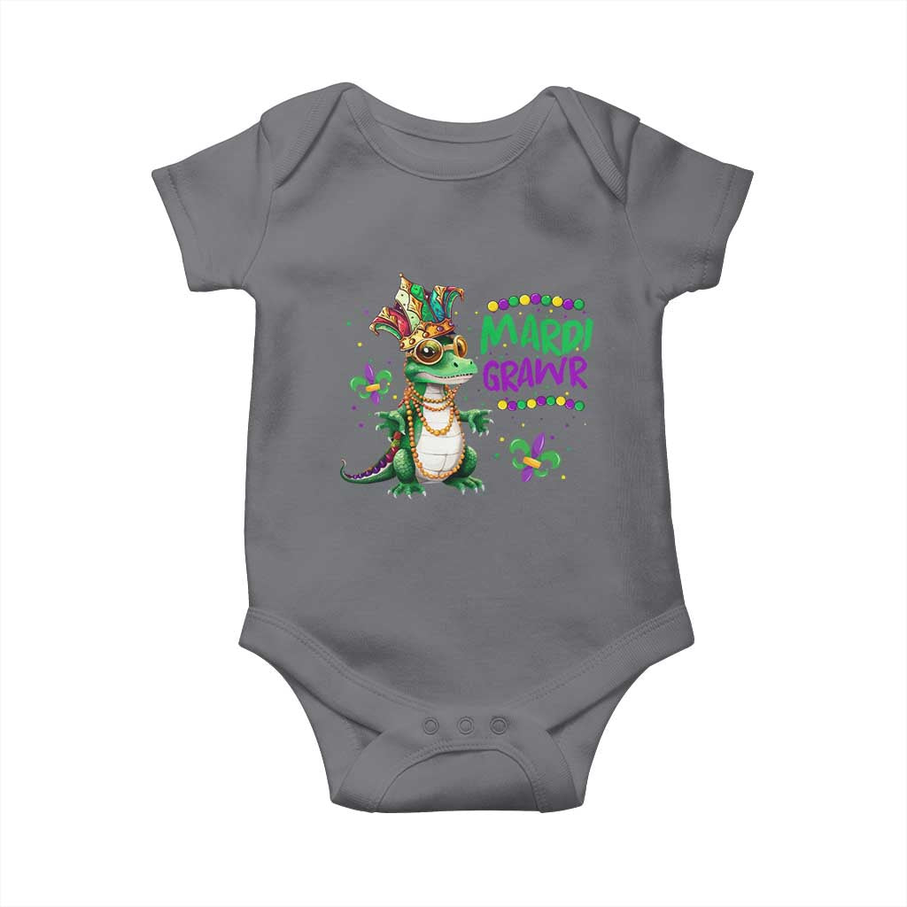 Mardi Grawr Gras Cute Bead Dinosaur Baby Onesie TS09 Charcoal Print Your Wear