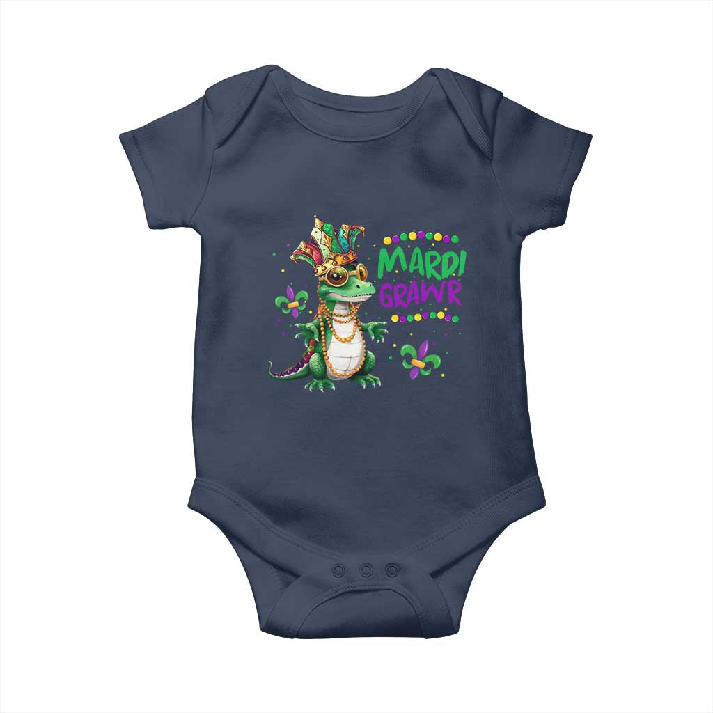 Mardi Grawr Gras Cute Bead Dinosaur Baby Onesie TS09 Navy Print Your Wear