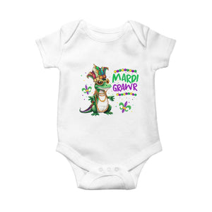 Mardi Grawr Gras Cute Bead Dinosaur Baby Onesie TS09 White Print Your Wear