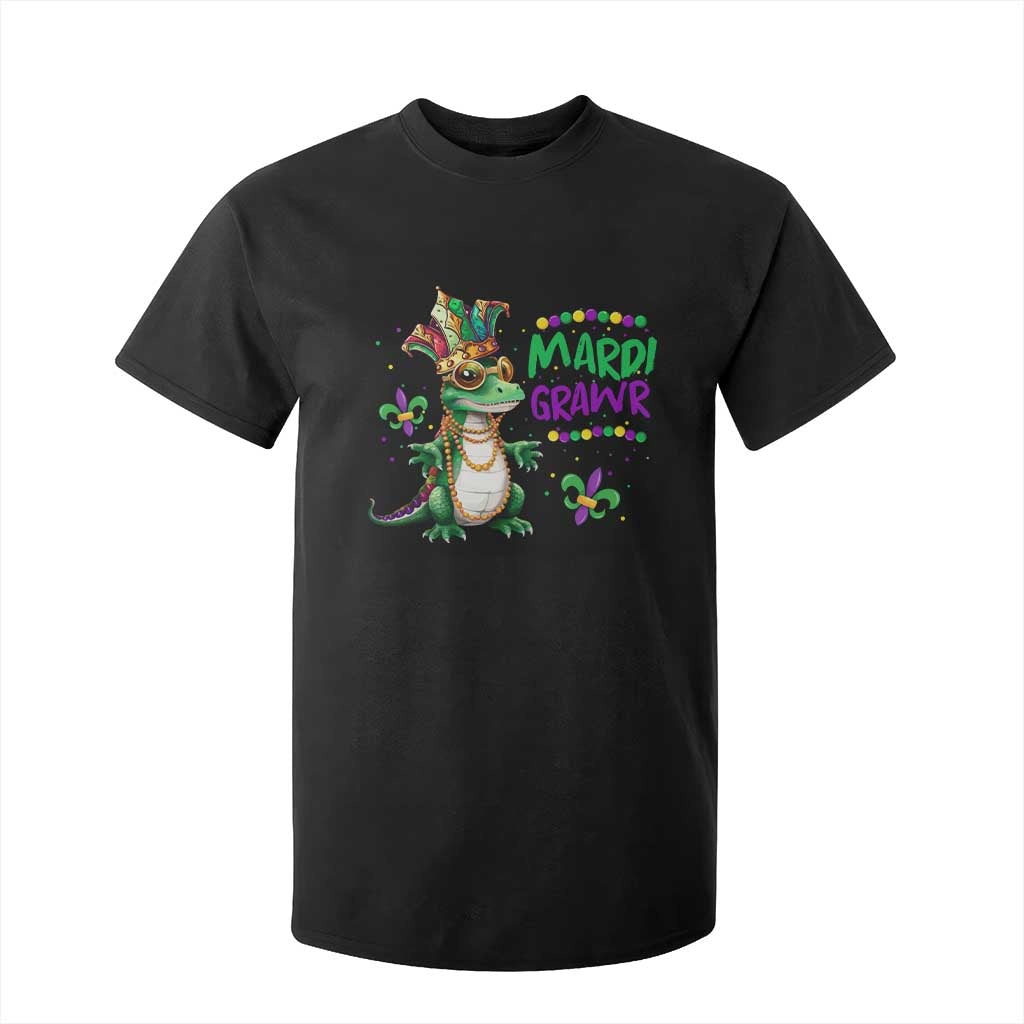Mardi Grawr Gras Cute Bead Dinosaur T Shirt For Kid TS09 Black Print Your Wear