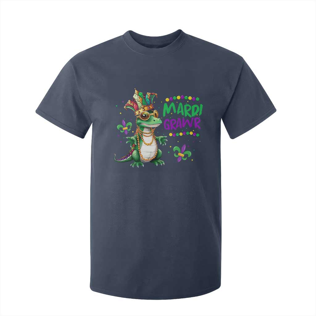 Mardi Grawr Gras Cute Bead Dinosaur T Shirt For Kid TS09 Navy Print Your Wear