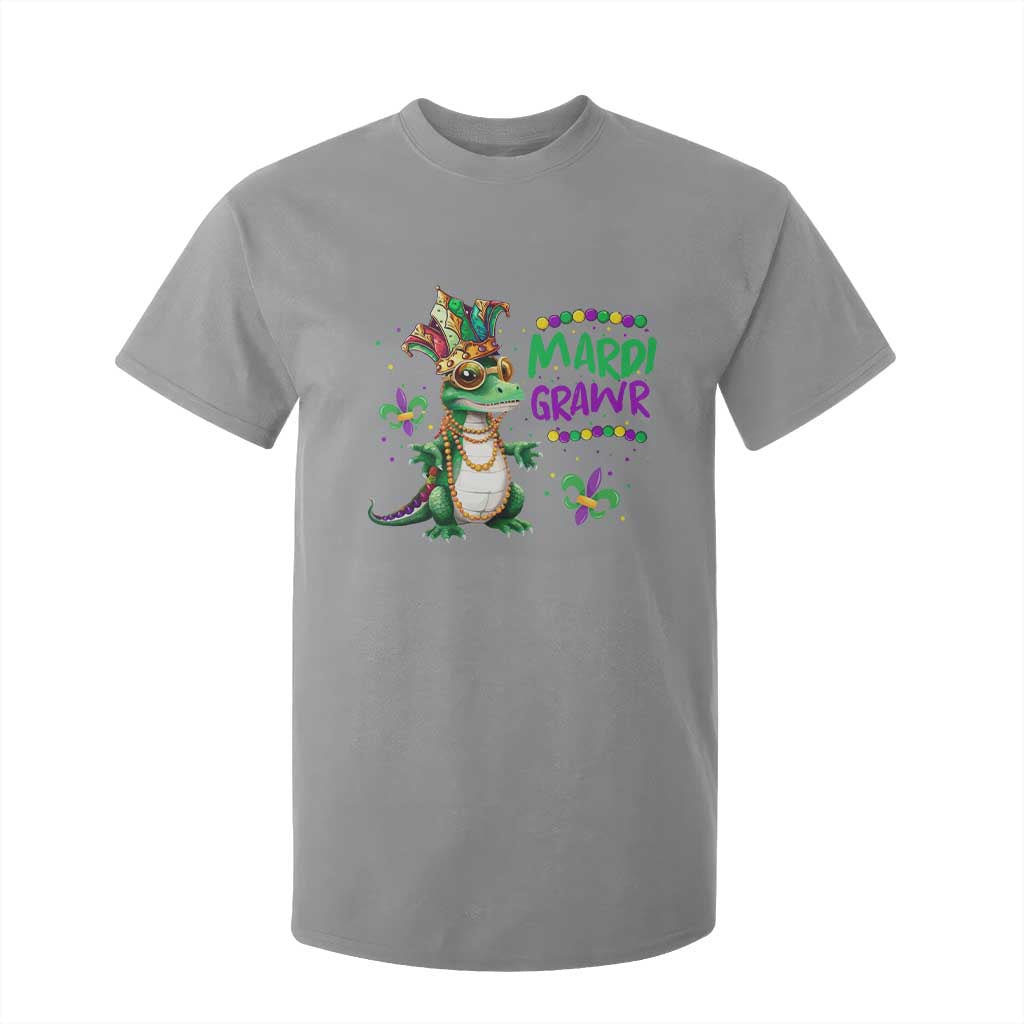 Mardi Grawr Gras Cute Bead Dinosaur T Shirt For Kid TS09 Sport Gray Print Your Wear