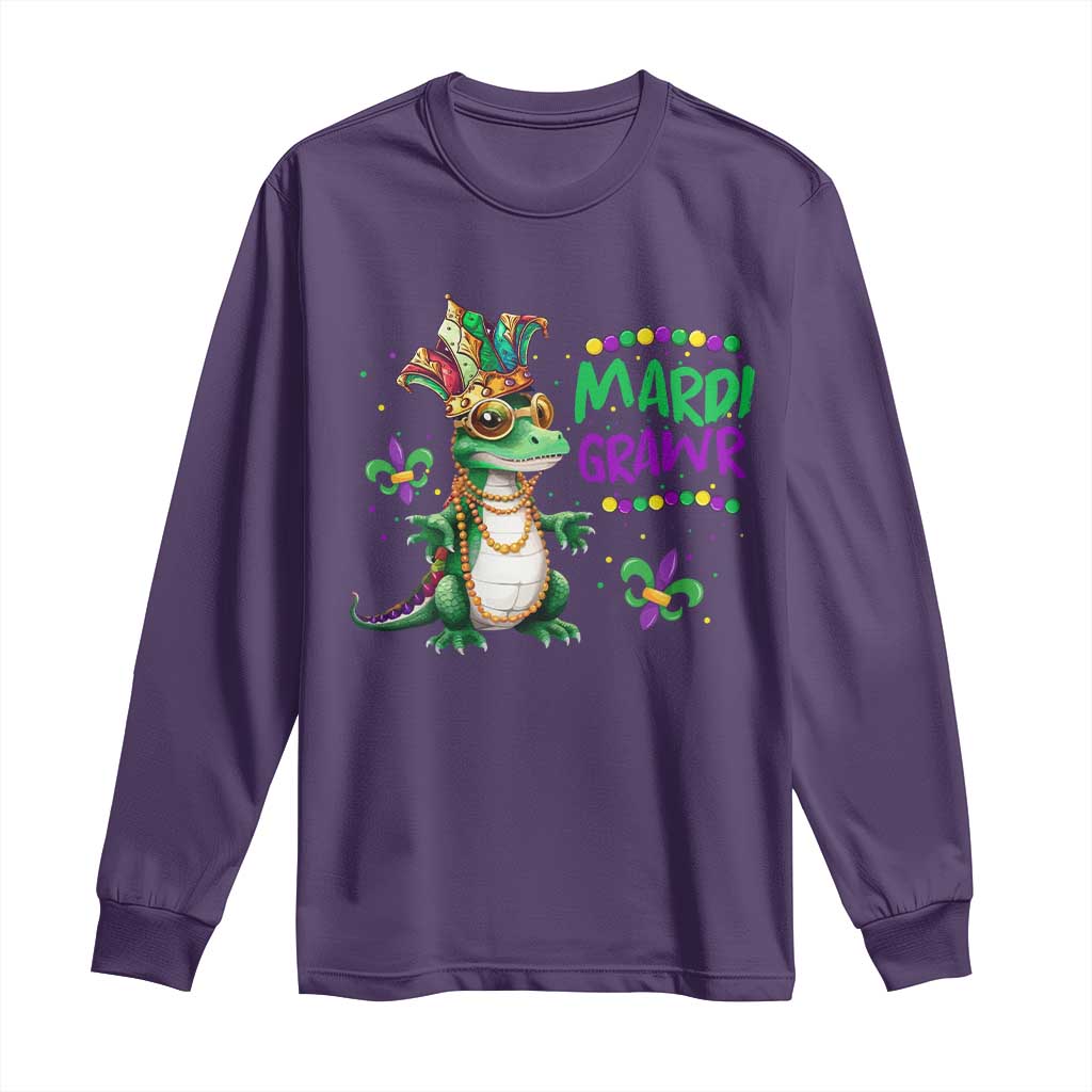 Mardi Grawr Gras Cute Bead Dinosaur Long Sleeve Shirt TS09 Purple Print Your Wear