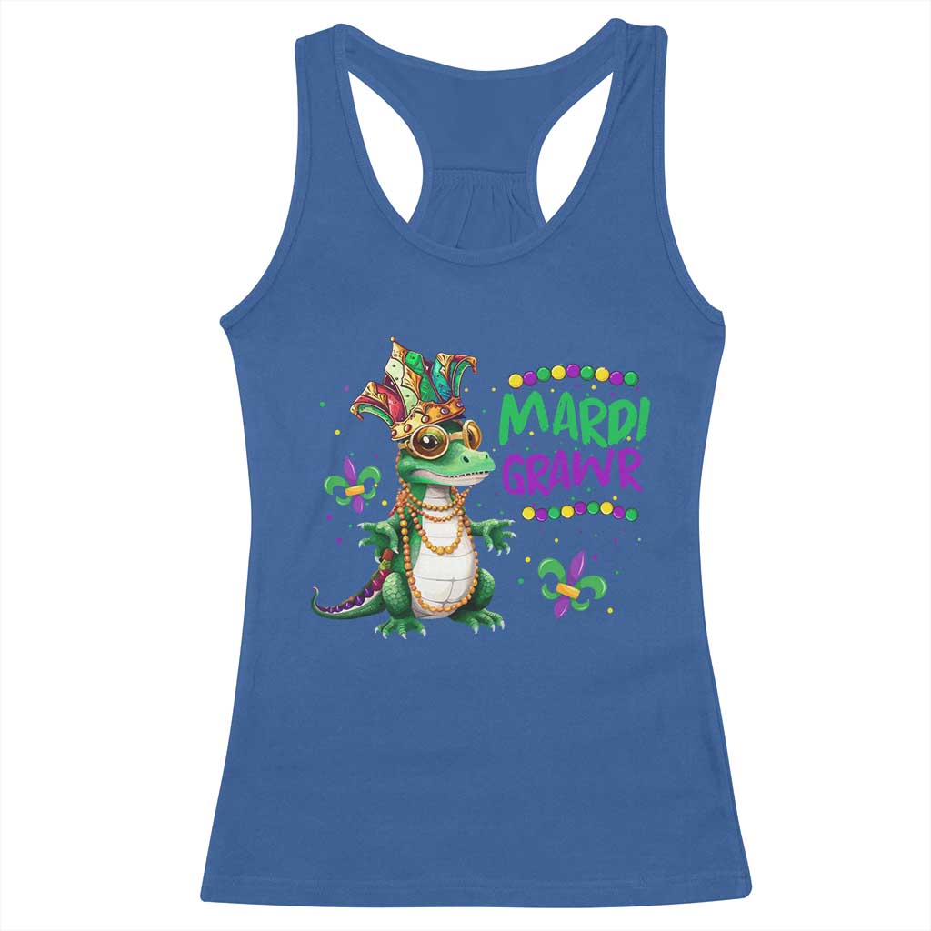 Mardi Grawr Gras Cute Bead Dinosaur Racerback Tank Top TS09 Royal Blue Print Your Wear