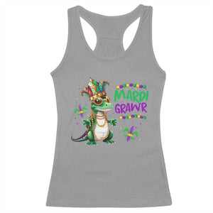 Mardi Grawr Gras Cute Bead Dinosaur Racerback Tank Top TS09 Sport Gray Print Your Wear