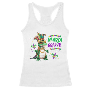 Mardi Grawr Gras Cute Bead Dinosaur Racerback Tank Top TS09 White Print Your Wear