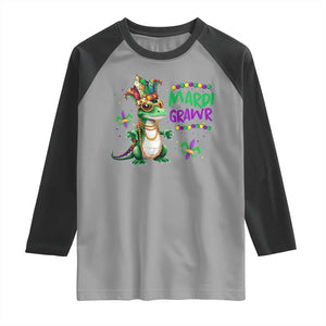 Mardi Grawr Gras Cute Bead Dinosaur Raglan Shirt TS09 Sport Gray Black Print Your Wear