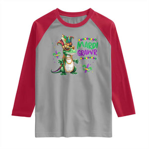 Mardi Grawr Gras Cute Bead Dinosaur Raglan Shirt TS09 Sport Gray Red Print Your Wear