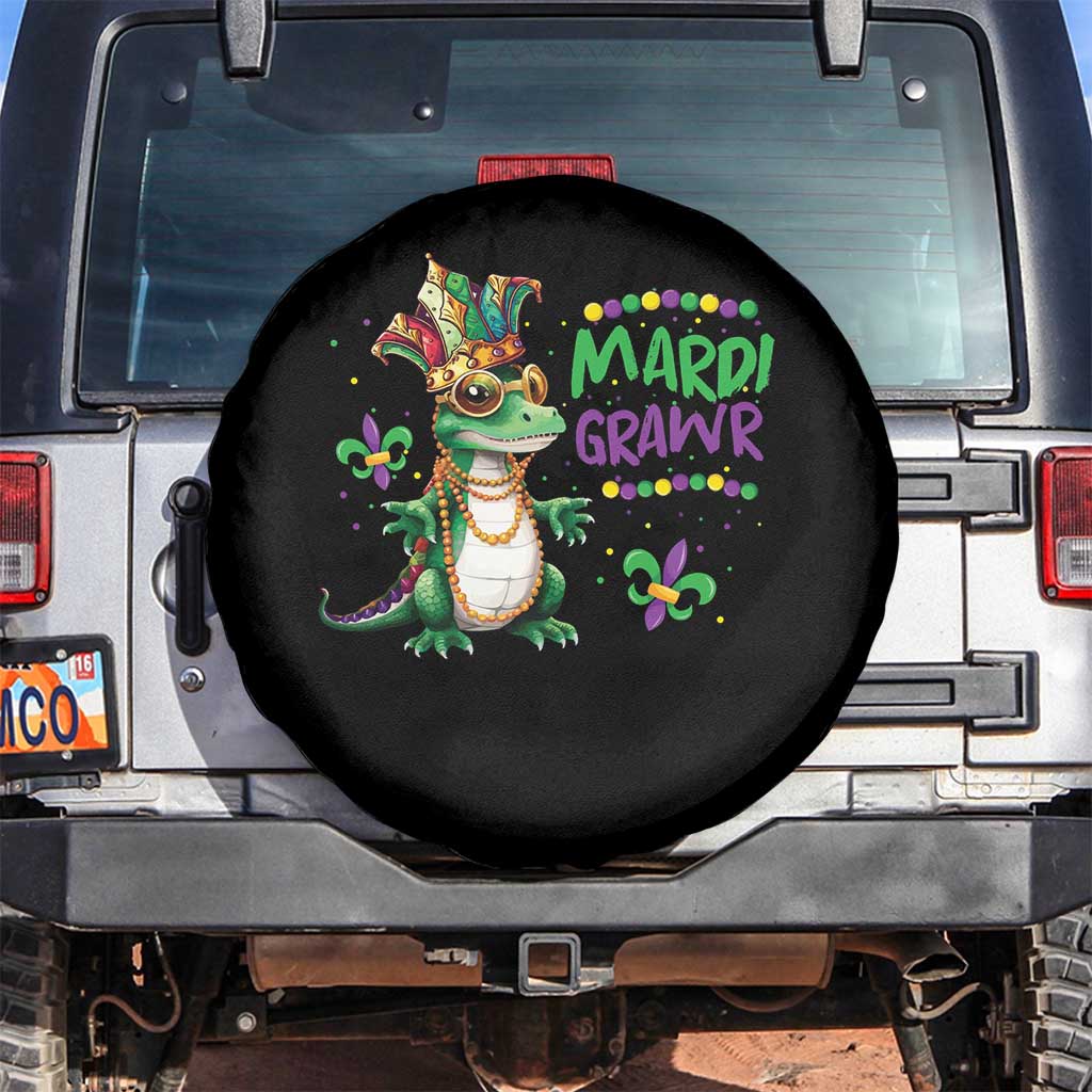 Mardi Grawr Gras Cute Bead Dinosaur Spare Tire Cover TS09 No hole Black Print Your Wear